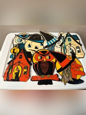 Beistle Co Vintage Halloween Die Cut Decorations Set Of 7